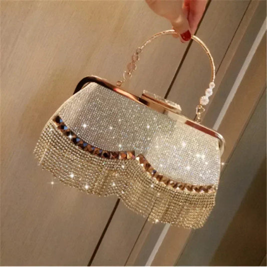 Diamond Minaudiere Clutch - Women's Luxury Evening Bag for Weddings & Banquets Handbags The