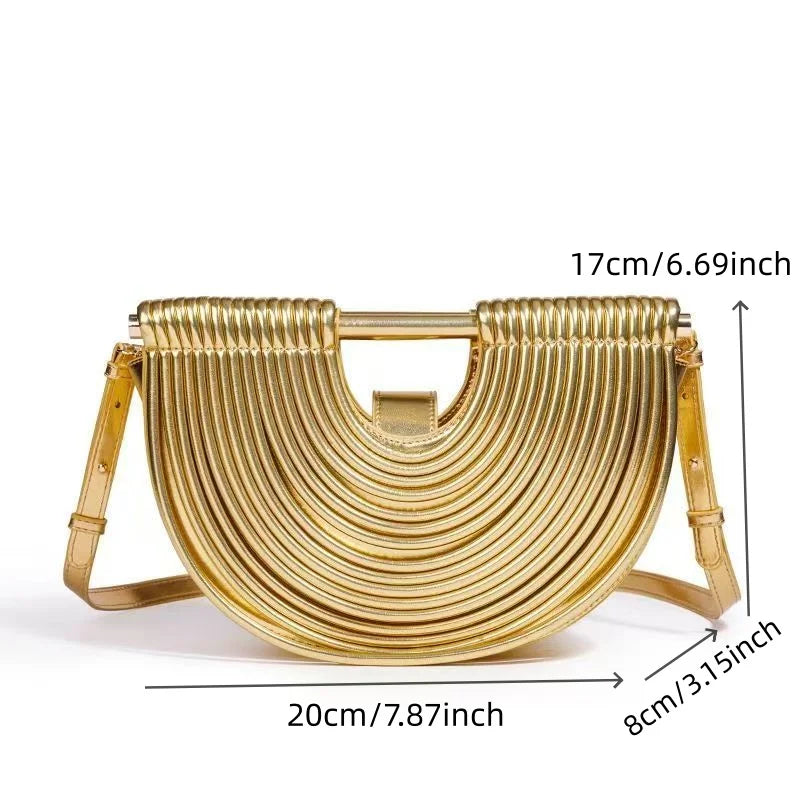 Half Moon Hobo Bag - Women's Woven Shoulder Purse for Day-to-Night Wear Handbags The