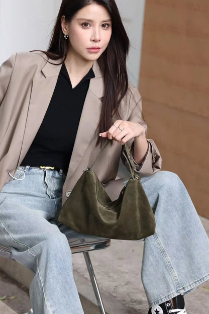 Suede Boston Tote - Women's Soft Crossbody Handbag for Autumn & Winter Handbags The