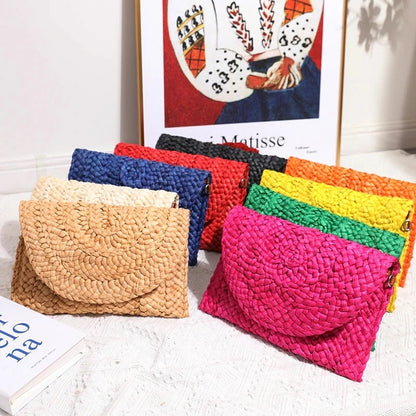 Straw Envelope Clutch - Women's Handmade Summer Purse for Beach & Vacation Handbags The