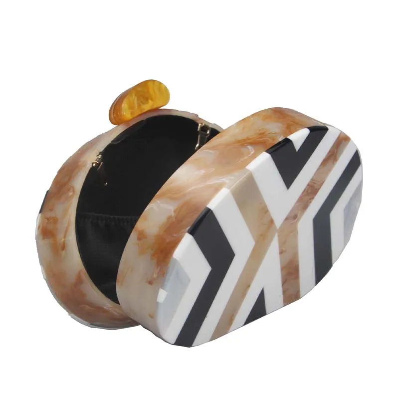 Pearl Acrylic Box Clutch - Women's Elegant Evening Bag with Chain Strap Handbags The