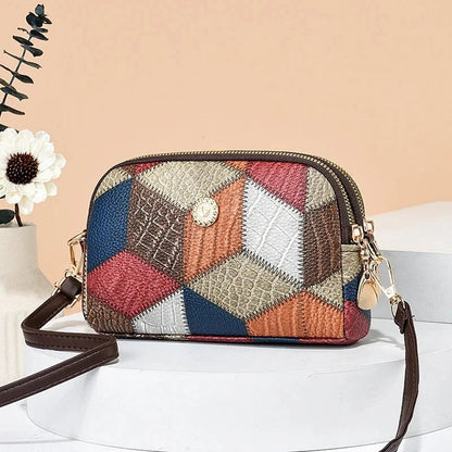 Plaid Patchwork Satchel Bag - Women's Luxury PU Leather Shoulder & Messenger Tote Handbags The