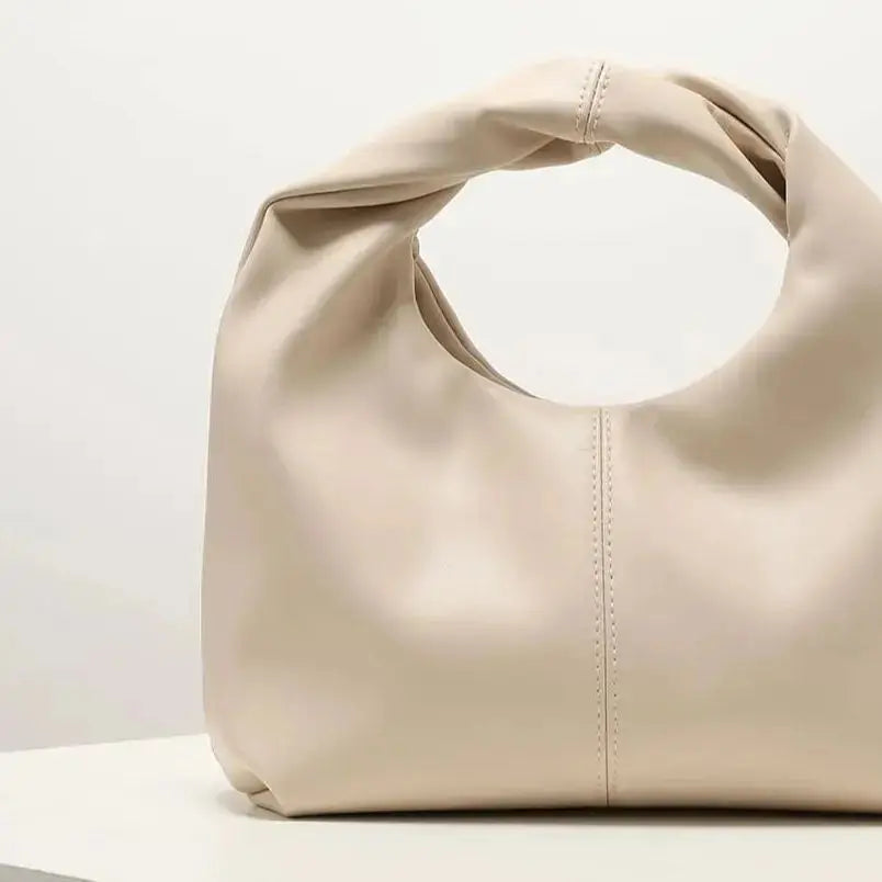 Twist-Handle Square Clutch Bag - Women's Ruched PU Top-Handle Shoulder Bag Handbags The