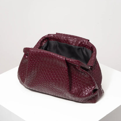 Woven Pattern Clutch - Women's Large-Capacity Burgundy Purse for Formal Looks Handbags The