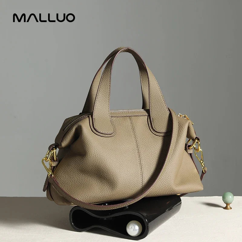 Retro Cow Leather Shoulder Bag - Women's Large-Capacity Genuine Leather Crossbody Handbags The