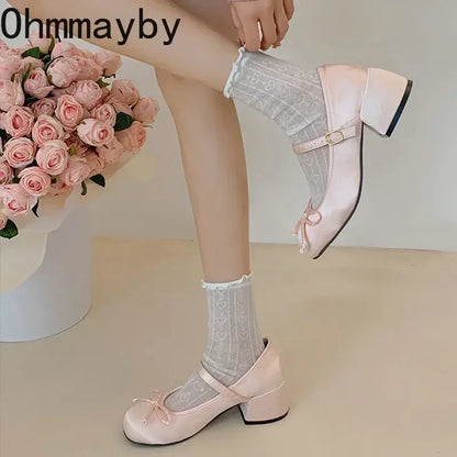 Round-Toe Mary Jane Pumps - Women's Mid-Heel Shoes for Daily Elegance