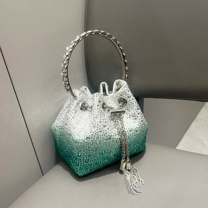 Crystal Bucket Clutch - Women's Shiny Evening Bag for Parties & Special Events Handbags The