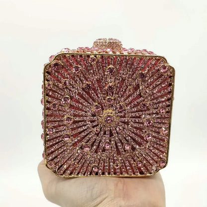 Crystal Minaudiere Clutch - Women's Bridal Evening Bag for Weddings & Galas Handbags The
