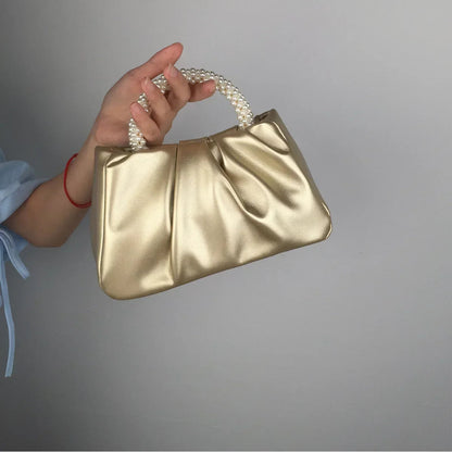 Pearl Handle Dinner Clutch Bag - Women's Luxury Shoulder Purse Handbags The