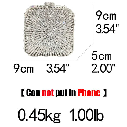 Crystal Minaudiere Clutch - Women's Bridal Evening Bag for Weddings & Galas Handbags The