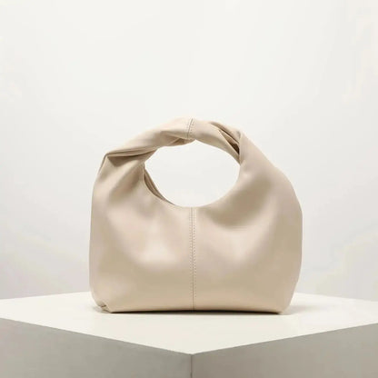 Twist-Handle Square Clutch Bag - Women's Ruched PU Top-Handle Shoulder Bag Handbags The