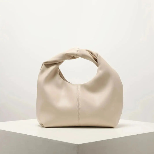 Twist-Handle Square Clutch Bag - Women's Ruched PU Top-Handle Shoulder Bag Handbags The
