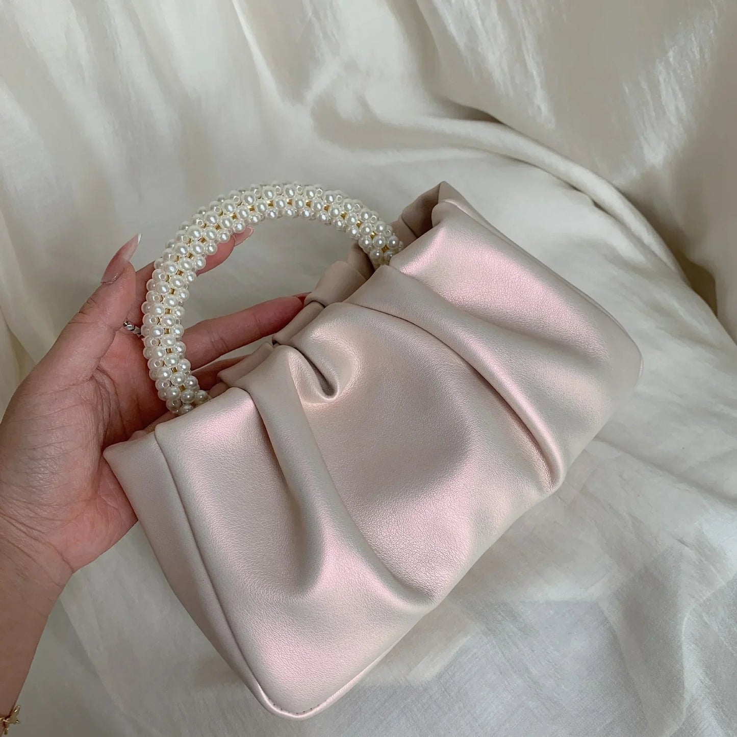 Pearl Handle Dinner Clutch Bag - Women's Luxury Shoulder Purse Handbags The