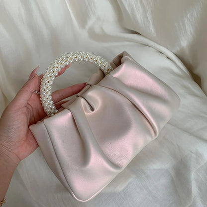 Pearl Handle Dinner Clutch Bag - Women's Luxury Shoulder Purse Handbags The