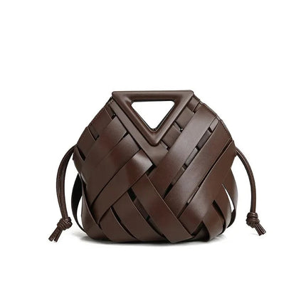 Woven Vegan Leather Tote - Women's Top Handle Crossbody Bag for Everyday Use Handbags The