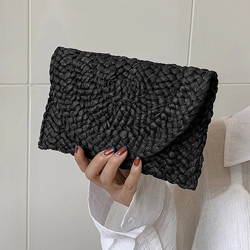 Straw Envelope Clutch - Women's Handmade Summer Purse for Beach & Vacation Handbags The