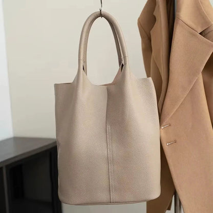 Genuine Leather Bucket Tote - Women's Commuter Shoulder Bag for Work & Weekends Handbags The