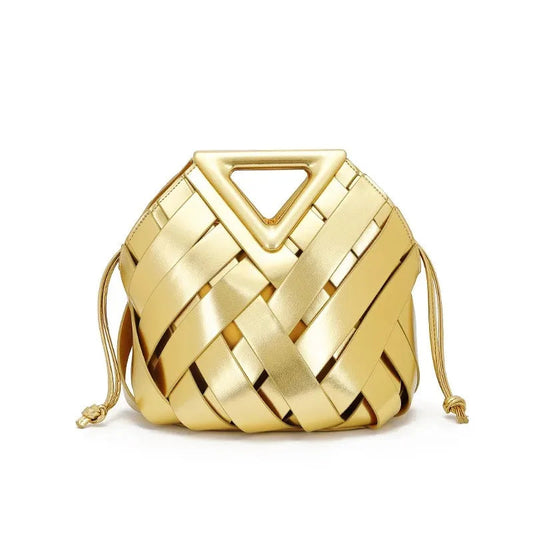 Woven Vegan Leather Tote - Women's Top Handle Crossbody Bag for Everyday Use Handbags The