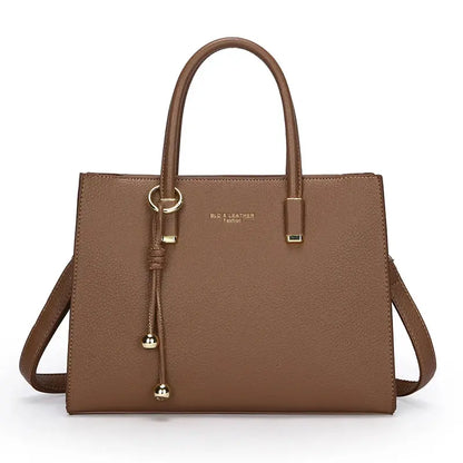 Large-Capacity Triple-Compartment Tote - Women's Synthetic Leather Shoulder & Crossbody Bag Handbags The