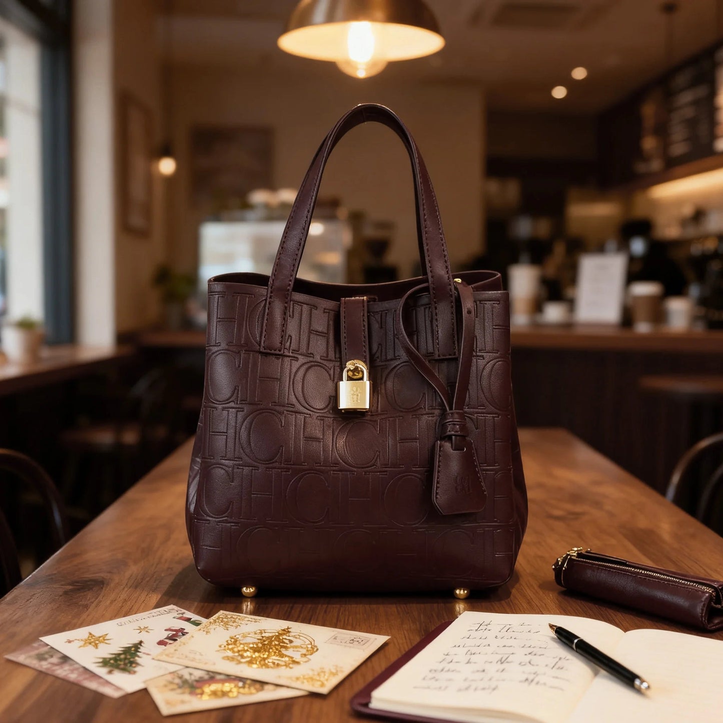 Embossed Crossbody Tote Bag - Women's Large-Capacity Letter Detail Handbag Handbags The