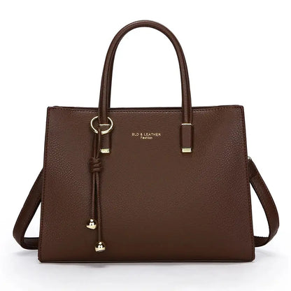 Large-Capacity Triple-Compartment Tote - Women's Synthetic Leather Shoulder & Crossbody Bag Handbags The