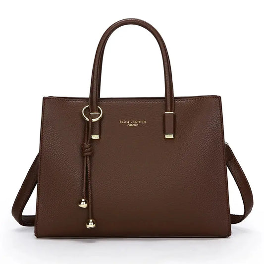 Large-Capacity Triple-Compartment Tote - Women's Synthetic Leather Shoulder & Crossbody Bag Handbags The