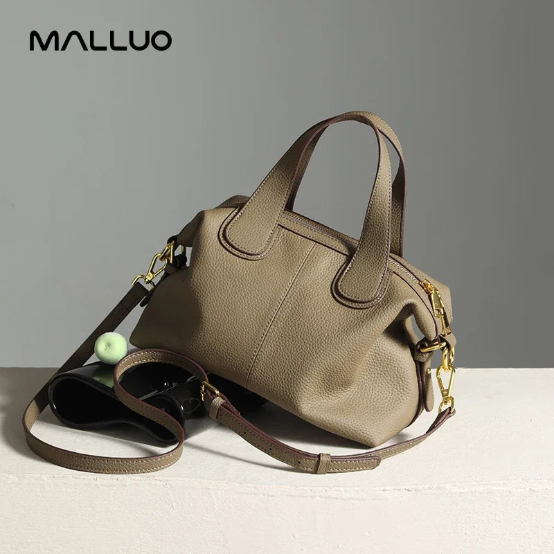Retro Cow Leather Shoulder Bag - Women's Large-Capacity Genuine Leather Crossbody Handbags The