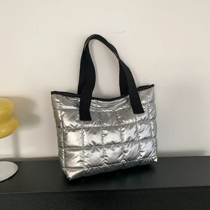 Quilted Padded Tote Bag - Women's Large-Capacity Lightweight Shoulder Shopper Handbags The