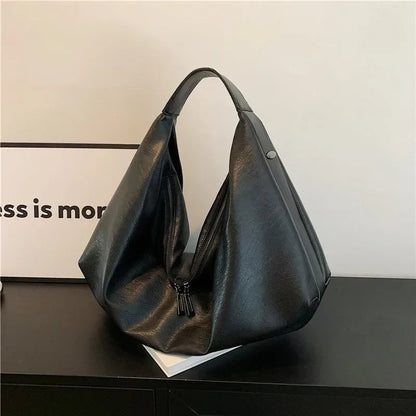 Oversized Hobo Shopper Bag - Women's Soft PU Leather Shoulder & Crossbody Tote Handbags The