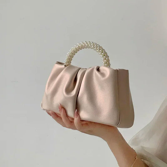 Pearl Handle Dinner Clutch Bag - Women's Luxury Shoulder Purse Handbags The