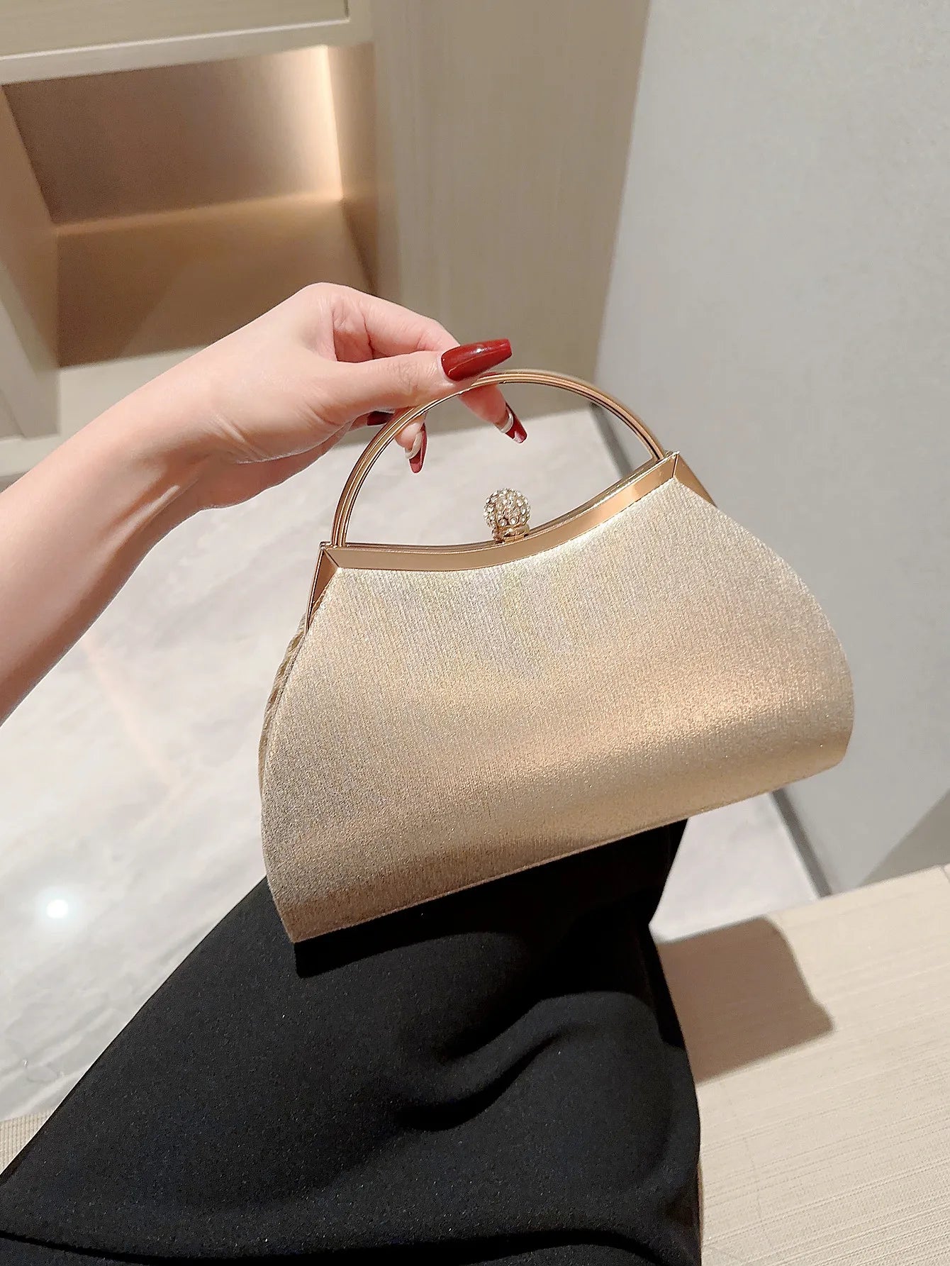Pleated Rhinestone Evening Bag - Women's Handheld Clutch for Parties & Prom Handbags The