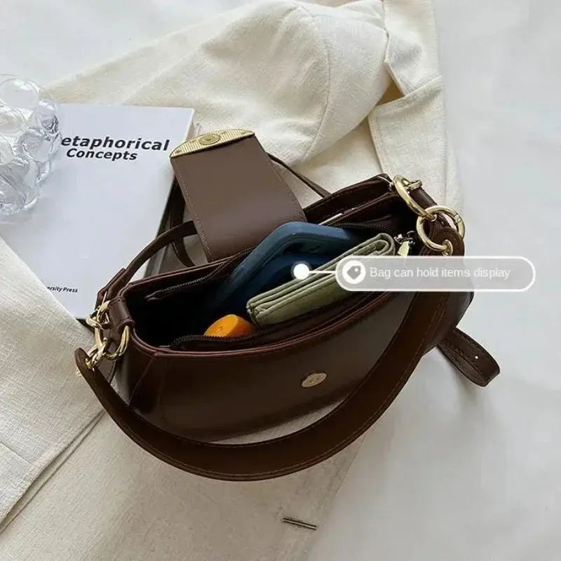Small Underarm Bucket Bag - Women's PU Leather Shoulder & Crossbody Handbag Handbags The
