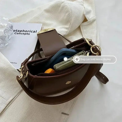 Small Underarm Bucket Bag - Women's PU Leather Shoulder & Crossbody Handbag Handbags The