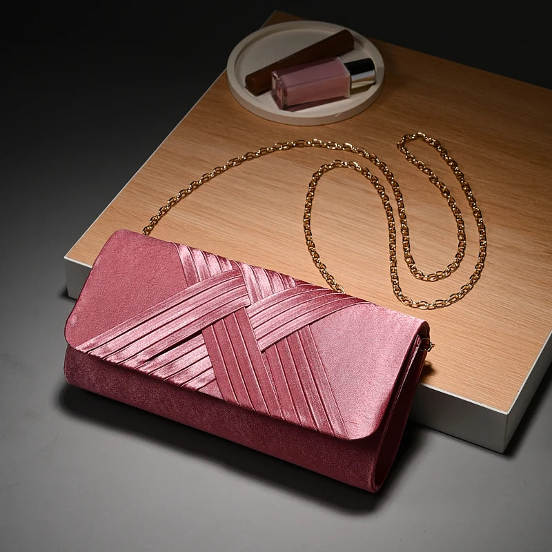 Striped Envelope Clutch Bag - Women's Designer Party Shoulder Purse Handbags The