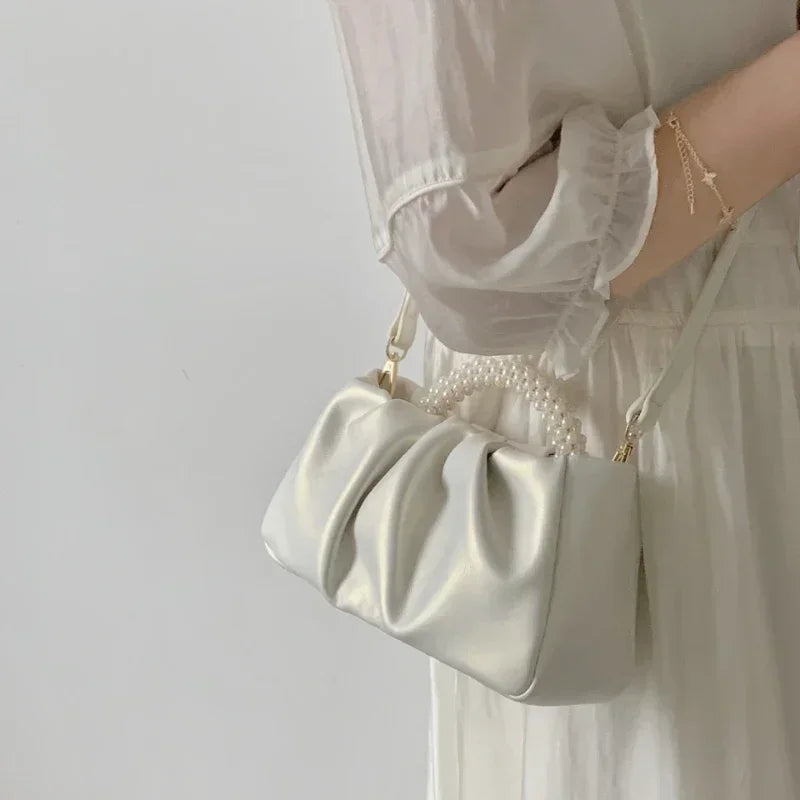 Pearl Handle Dinner Clutch Bag - Women's Luxury Shoulder Purse Handbags The