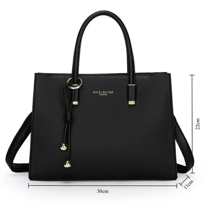 Large-Capacity Triple-Compartment Tote - Women's Synthetic Leather Shoulder & Crossbody Bag Handbags The