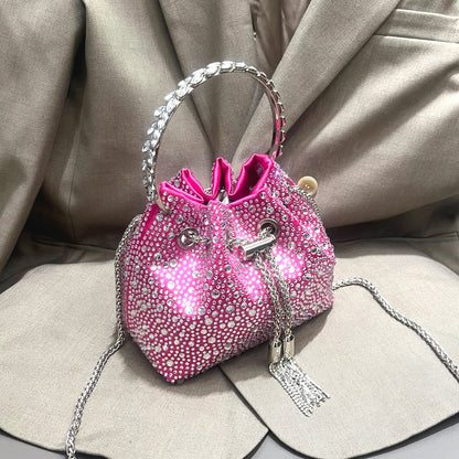 Crystal Bucket Clutch - Women's Shiny Evening Bag for Parties & Special Events Handbags The