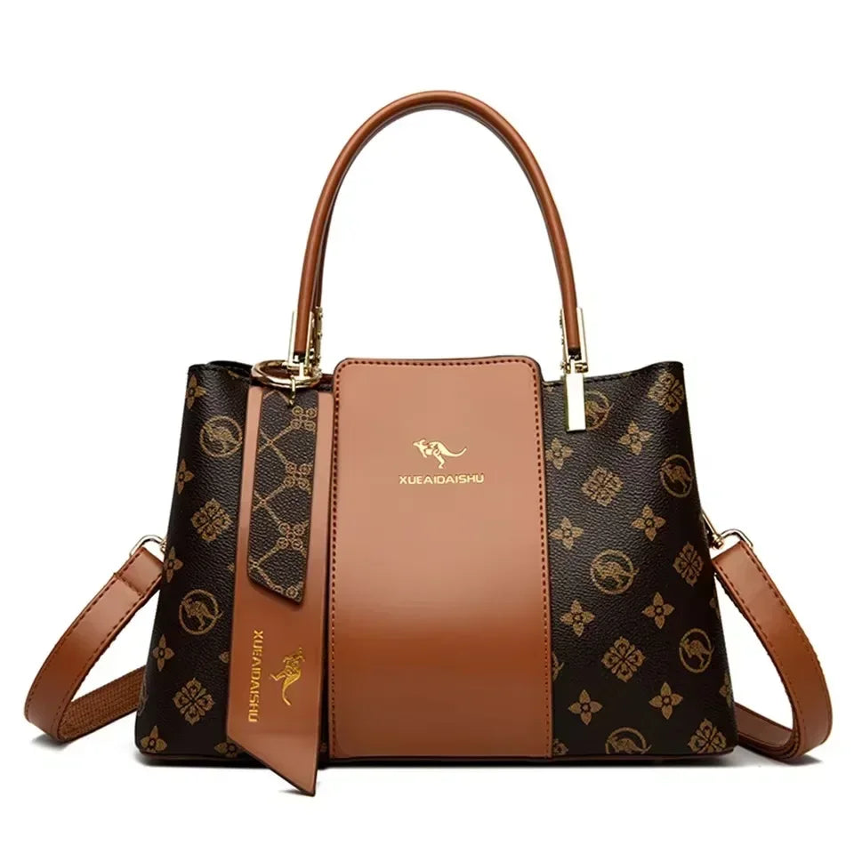 Printed Large-Capacity Tote Bag - Women's Soft Leather Shoulder & Crossbody Purse Handbags The