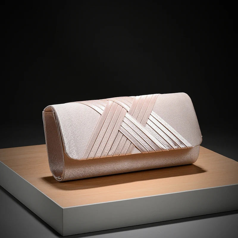 Striped Envelope Clutch Bag - Women's Designer Party Shoulder Purse Handbags The