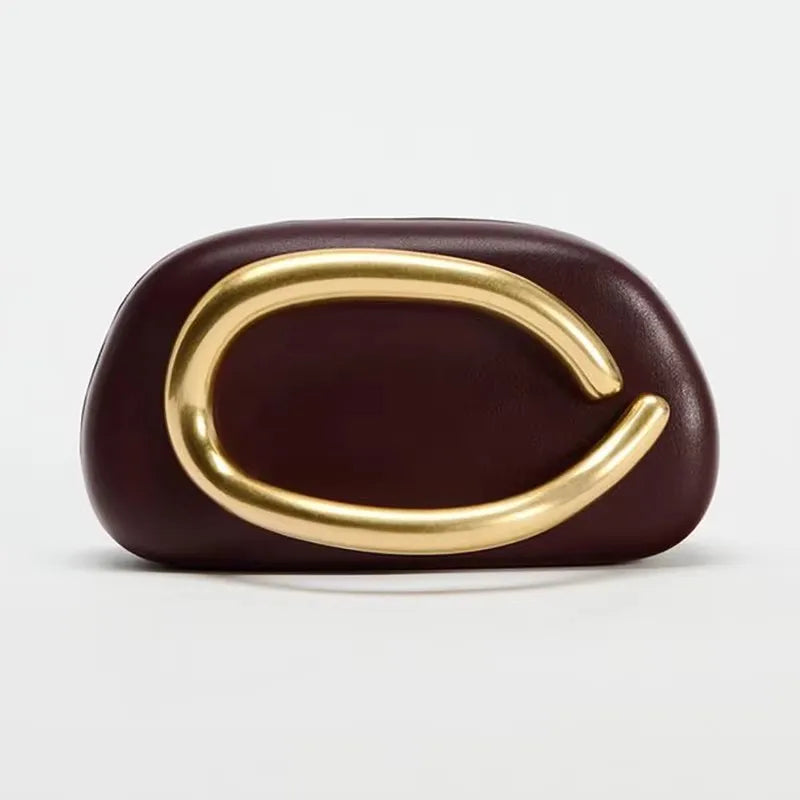 Gold Closure Box Clutch Bag - Women's Wedding & Party Evening Purse Handbags The