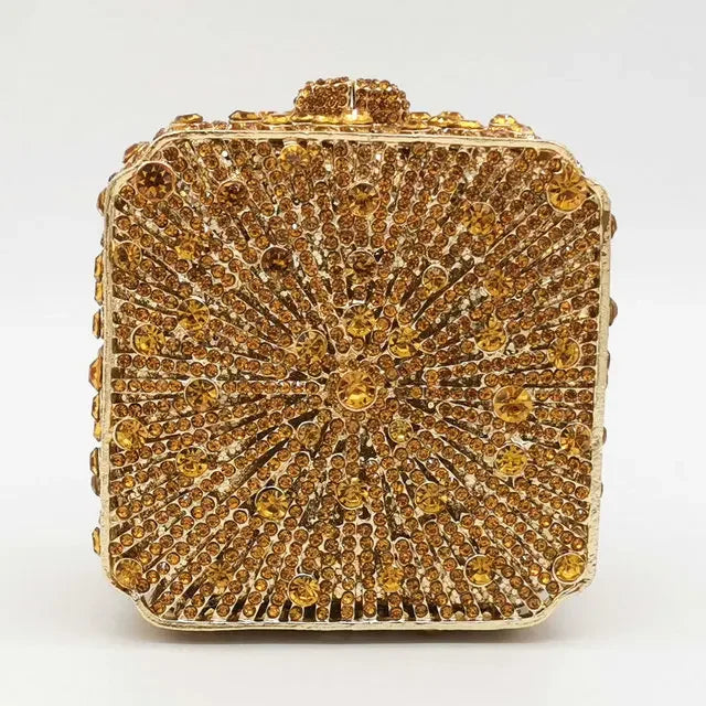 Crystal Minaudiere Clutch - Women's Bridal Evening Bag for Weddings & Galas Handbags The