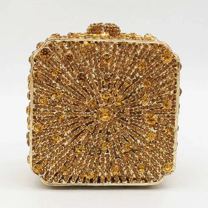 Crystal Minaudiere Clutch - Women's Bridal Evening Bag for Weddings & Galas Handbags The