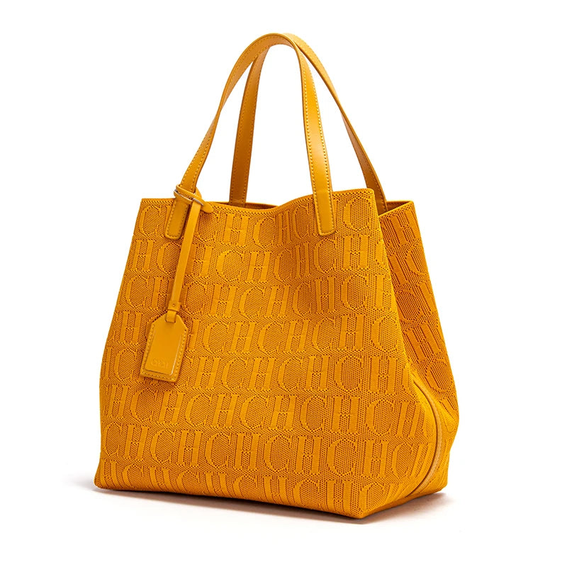 Handcrafted Woven Bucket Handbag - Women's Large-Capacity Solid Color Shoulder Bag Handbags The