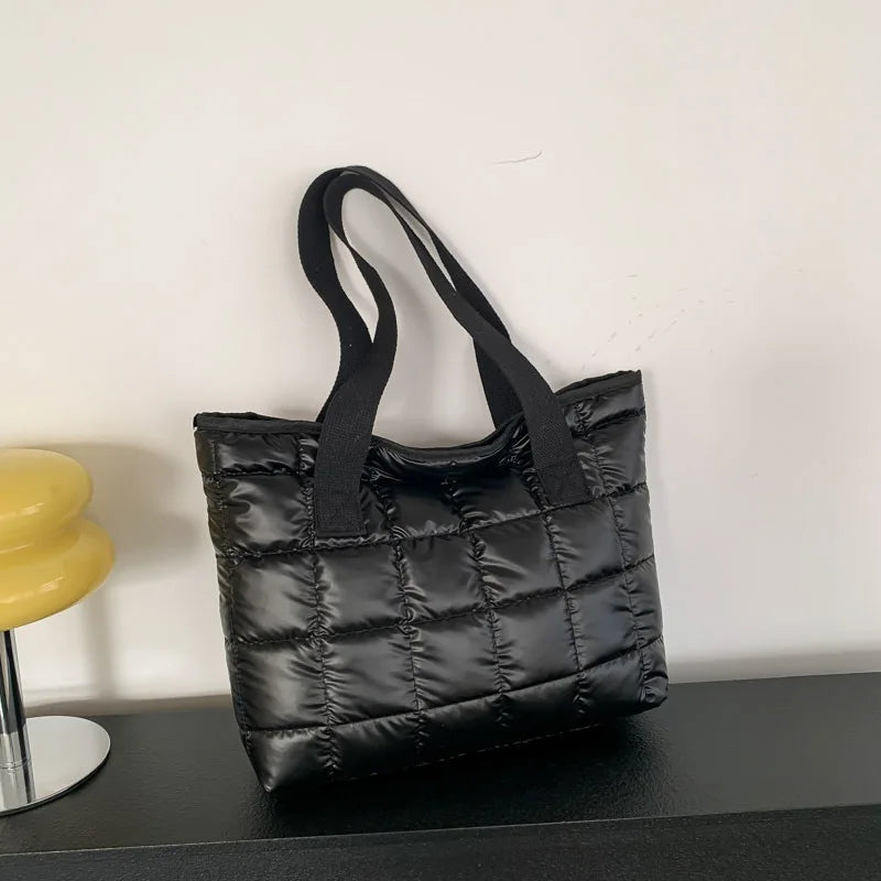 Quilted Padded Tote Bag - Women's Large-Capacity Lightweight Shoulder Shopper Handbags The