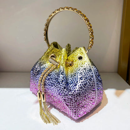 Crystal Bucket Clutch - Women's Shiny Evening Bag for Parties & Special Events Handbags The