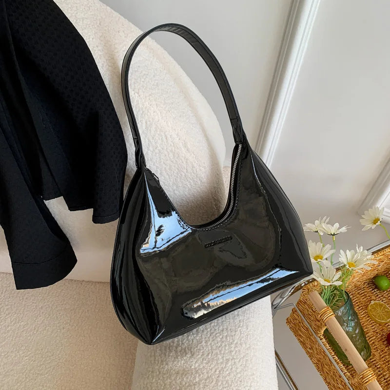Patent Leather Tote Bag - Women's Waterproof Shoulder Purse for Day-to-Night Wear Handbags The