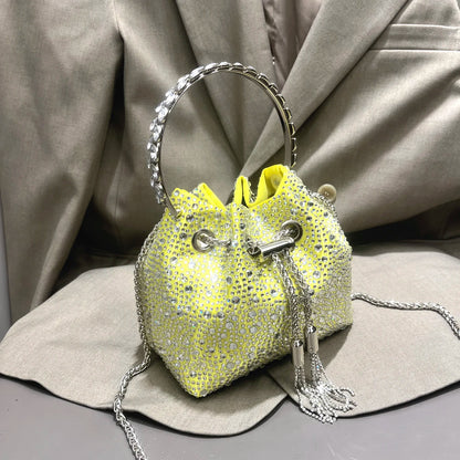 Crystal Bucket Clutch - Women's Shiny Evening Bag for Parties & Special Events Handbags The
