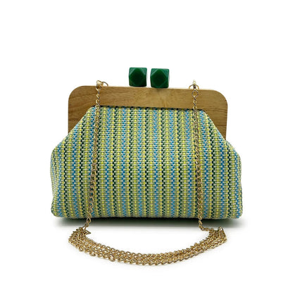 Striped PP Straw Shell Bag - Women's Summer Crossbody Purse for Beach Days Handbags The