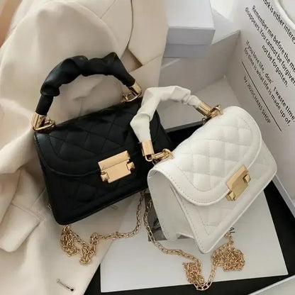Quilted Chain Crossbody Bag - Women's Mini Shoulder Purse for Daily Styling Handbags The