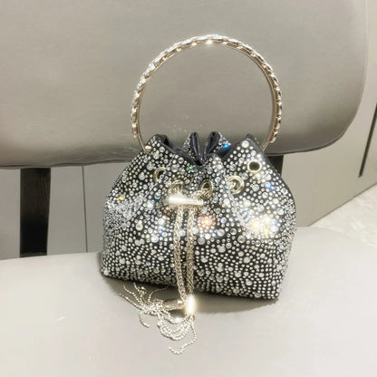 Crystal Bucket Clutch - Women's Shiny Evening Bag for Parties & Special Events Handbags The